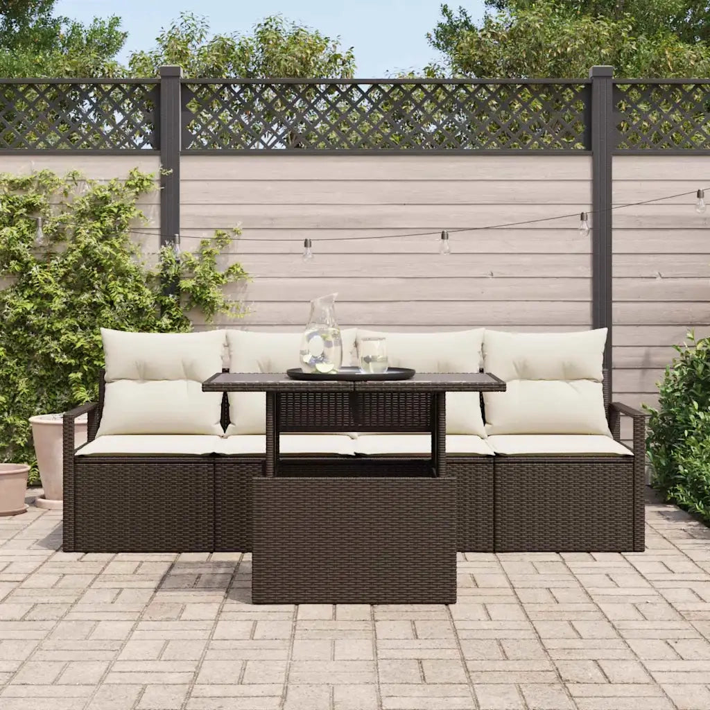 Set Divano da Giardino 5 pcs Marrone Poly Rattan 3357461