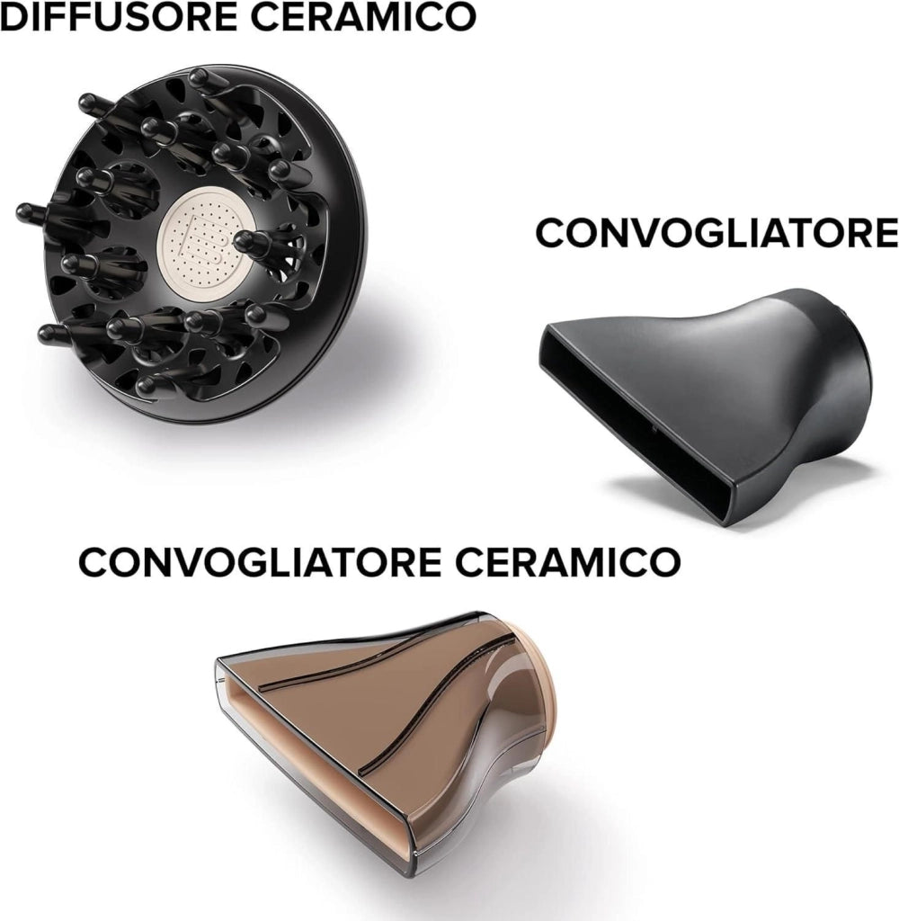 Bellissima 11665 My Pro Ceramic P5 3800 Asciugacapelli 2300 W Ceramica Ionica 2 velocita' 3 temperature con Diffusore colore Nero Rose Gold