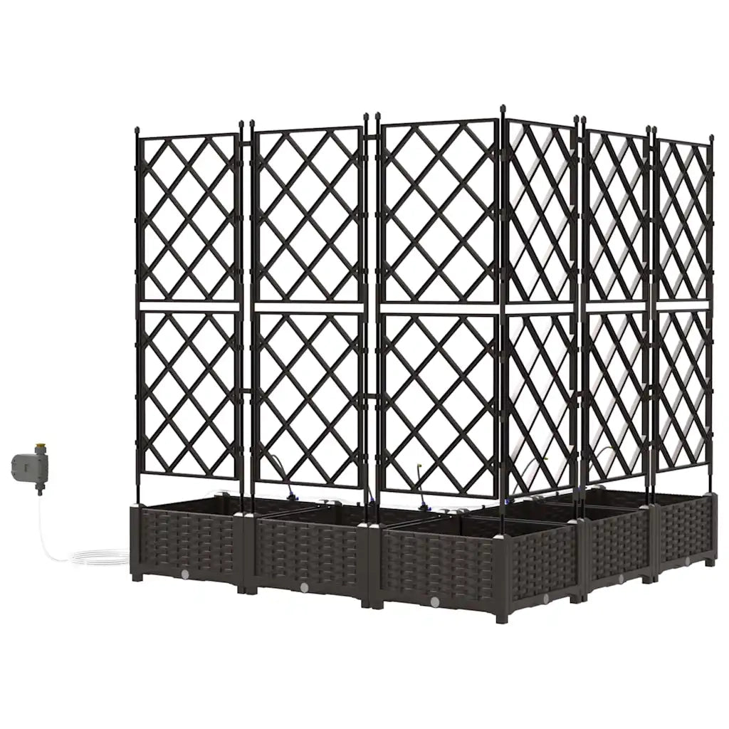 Vaso da giardino 5 pcs Marrone Plastica 42002832