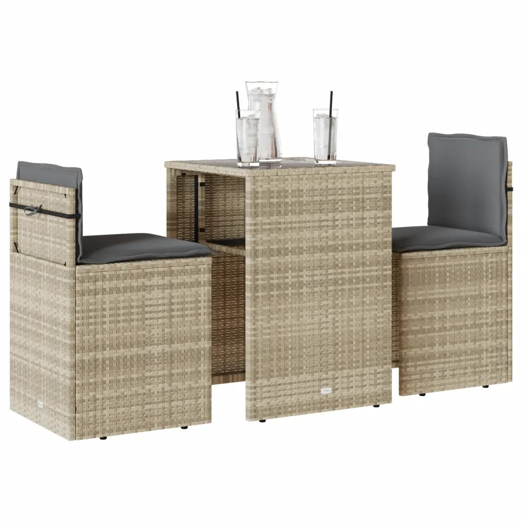 Set da Bistrò 3 pz con Cuscini Grigio Chiaro in Polyrattan 4003874