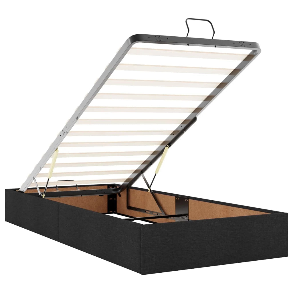 Letto Ottomano con Materasso e LED Nero 90 x 200 cm Tessuto 3458043