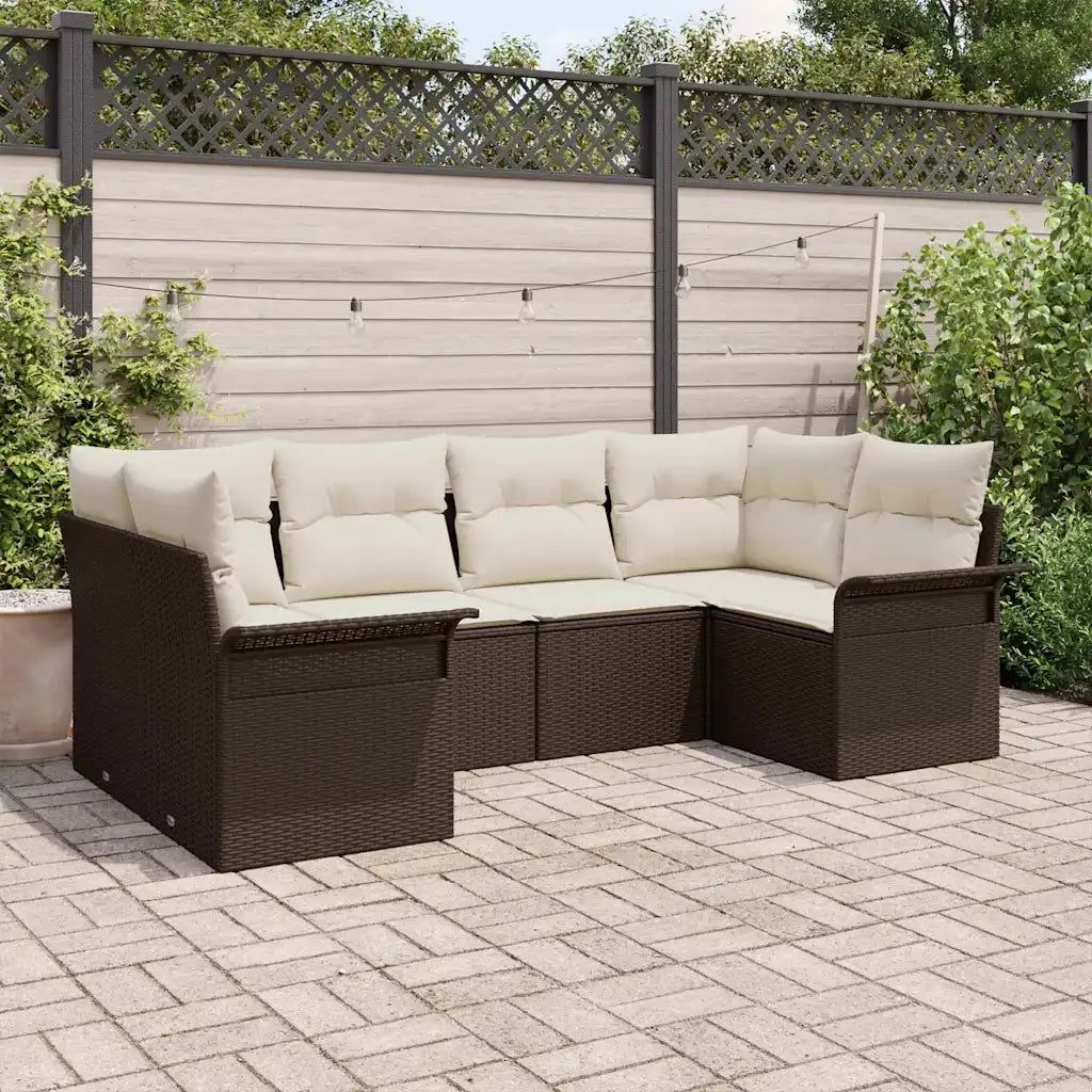 Set Divano da Giardino con cuscino 6 pcs Marrone polyrattan 3345498