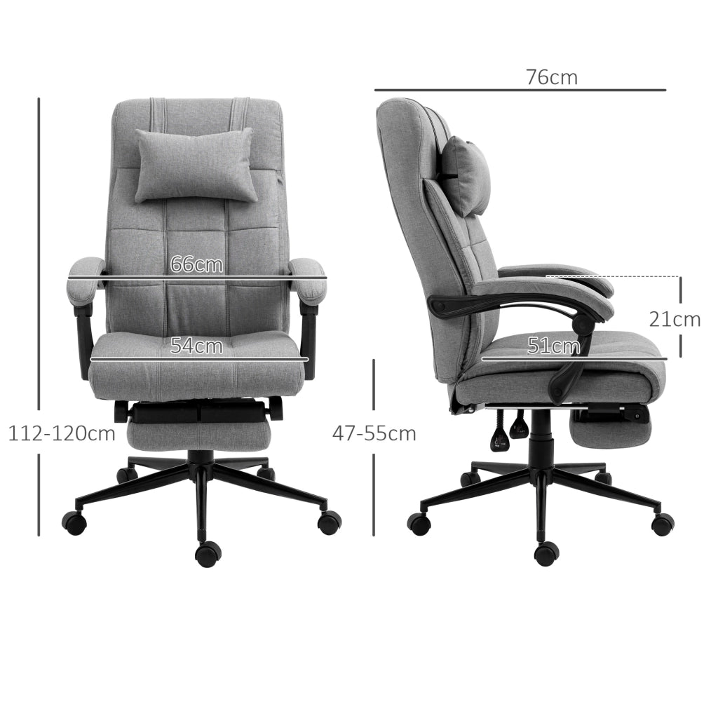 Poltrona Ufficio Ergonomica Reclinabile ¨C Xylo ¨C Grigio con Poggiatesta e Poggiapiedi 66x76x112-120cm