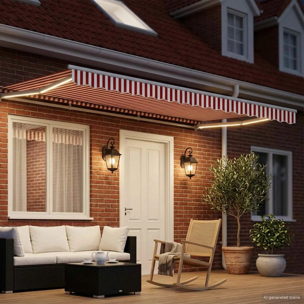 Cornice per Tenda Manuale con LED Rosso e Bianco 4,5 × 3,5 m 3420676