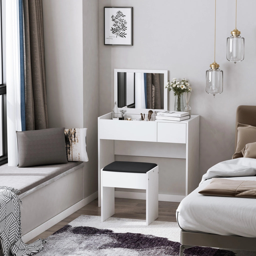 Scrivania da trucco con specchio e cassetti ¨C Minimal ¨C 80x40x79 cm