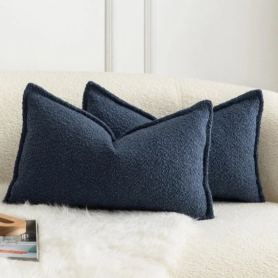 Set di cuscini con look a boucle classico - 2 pezzi - 30 x 50 cm - facile da pulire