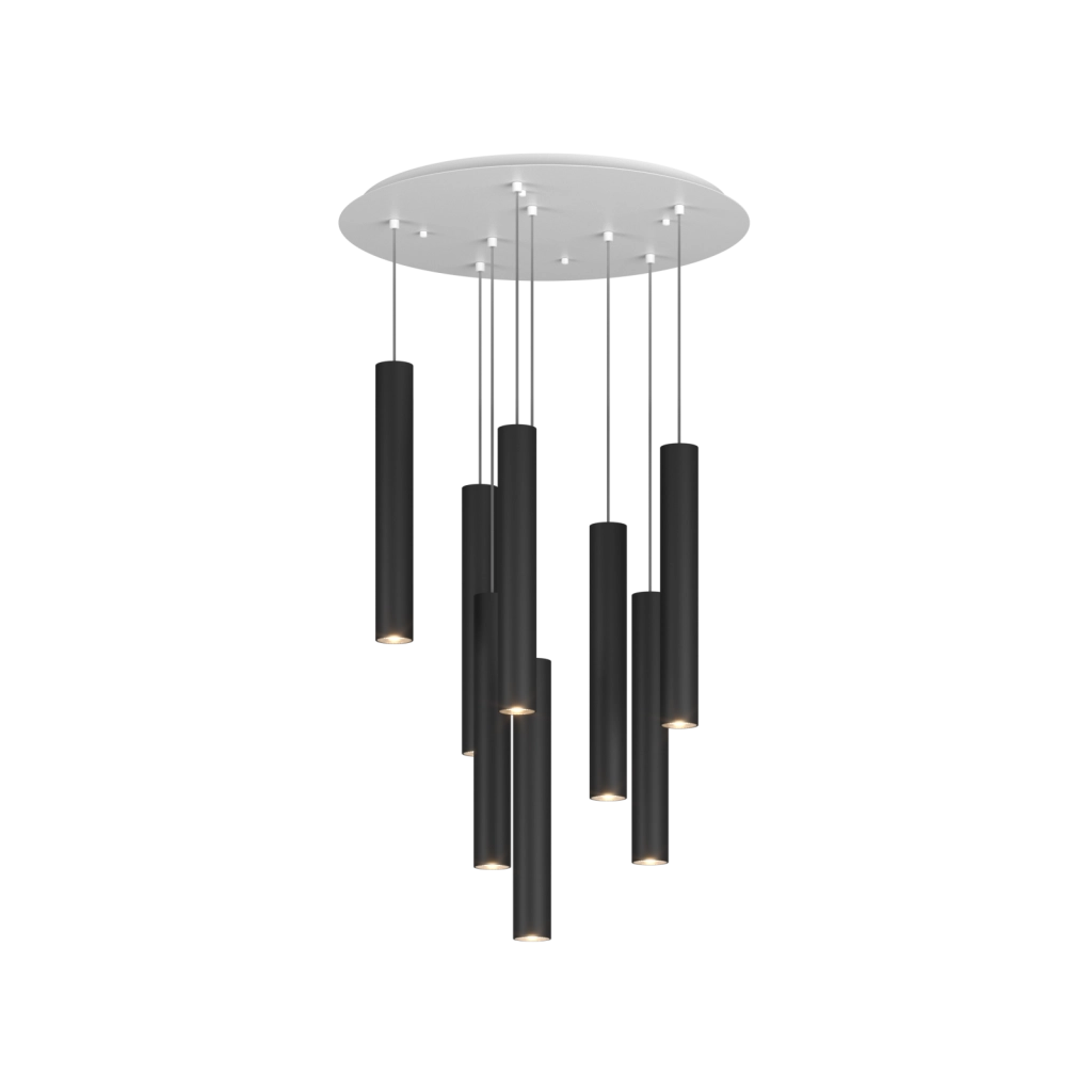 1203 SOSPENSIONE TONDA 1 LUCE ATTACCO GU10 COLORE NERO CON CAVO CM 250 ROSONE DA ACQUISTARE SEPARATAMENTE