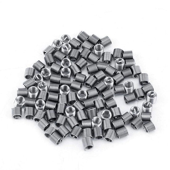 Inserti a spillo in acciaio inossidabile SS304 - 100 pezzi - M4 0,7 1D/1,5D/2D/2,5D/3D - Spiraletto - Helicale - Lunghezza di inserimento 4-12 mm - Set di attacchi di vite