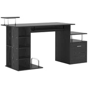 Scrivania da computer con 6 ripiani cassetto porta tastiera supporto monitor ¨C Xylo ¨C 152x60x88 cm nero