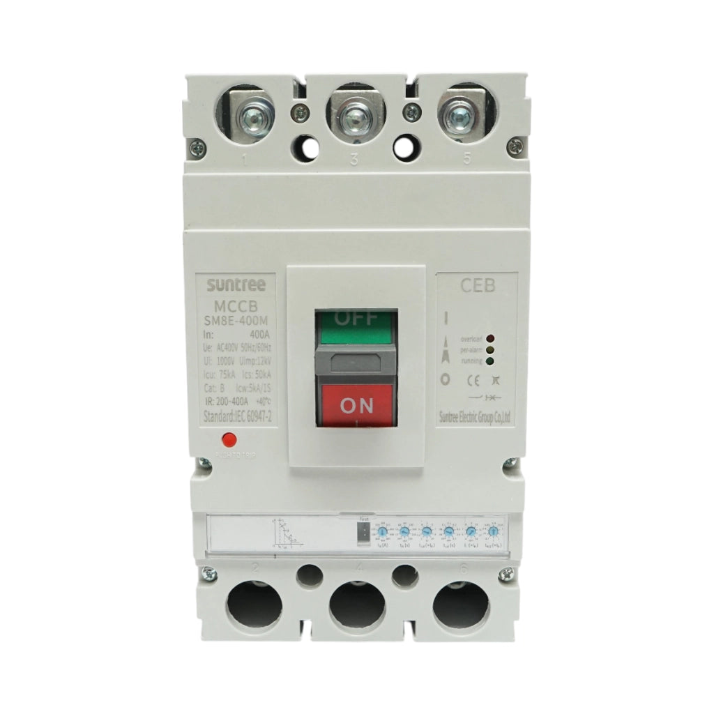Interruttore automatico MCCB 400 V CA, 3P 400 A, SM8E-400M Suntree