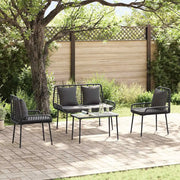Set da Pranzo per Giardino 3 pcs Nero e antracite polyrattan 42010358