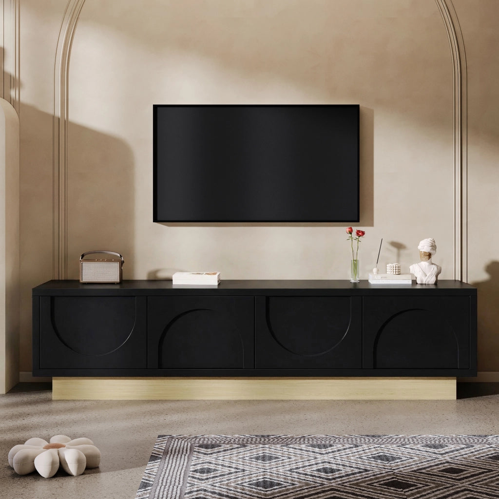 Cassettiera per TV nera in MDF lunghezza 175 cm