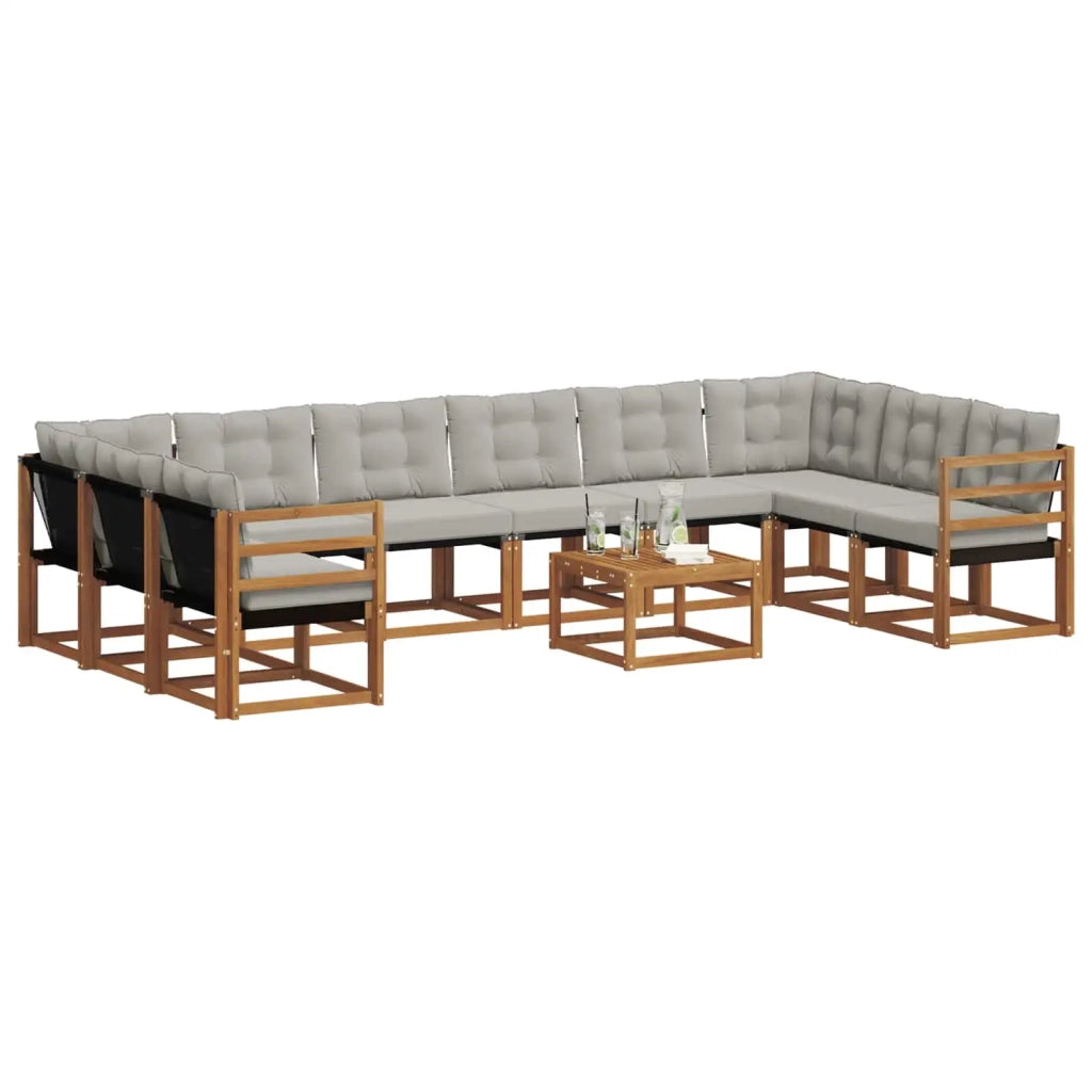 Set di divani da esterno 11 pcs Grigio Naturale e Chiaro 3369110