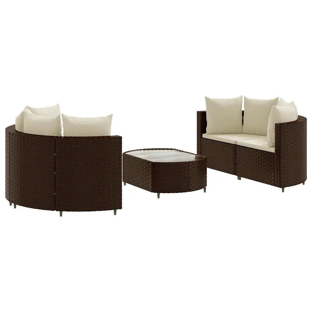 Set Divano da Giardino 5 pz con Cuscini Marrone in Polyrattan 3308441