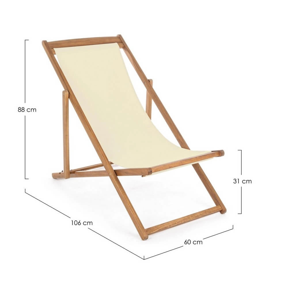 Set di 4 Sdraio Relax Pieghevoli in Legno di Acacia con Tessuto - SERENITY