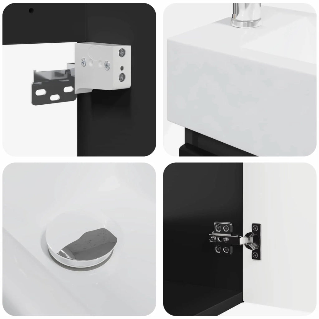 Mobile Bagno | Armadio da bagno con rubinetto Nero 45,5 x 22,5 x 84 cm