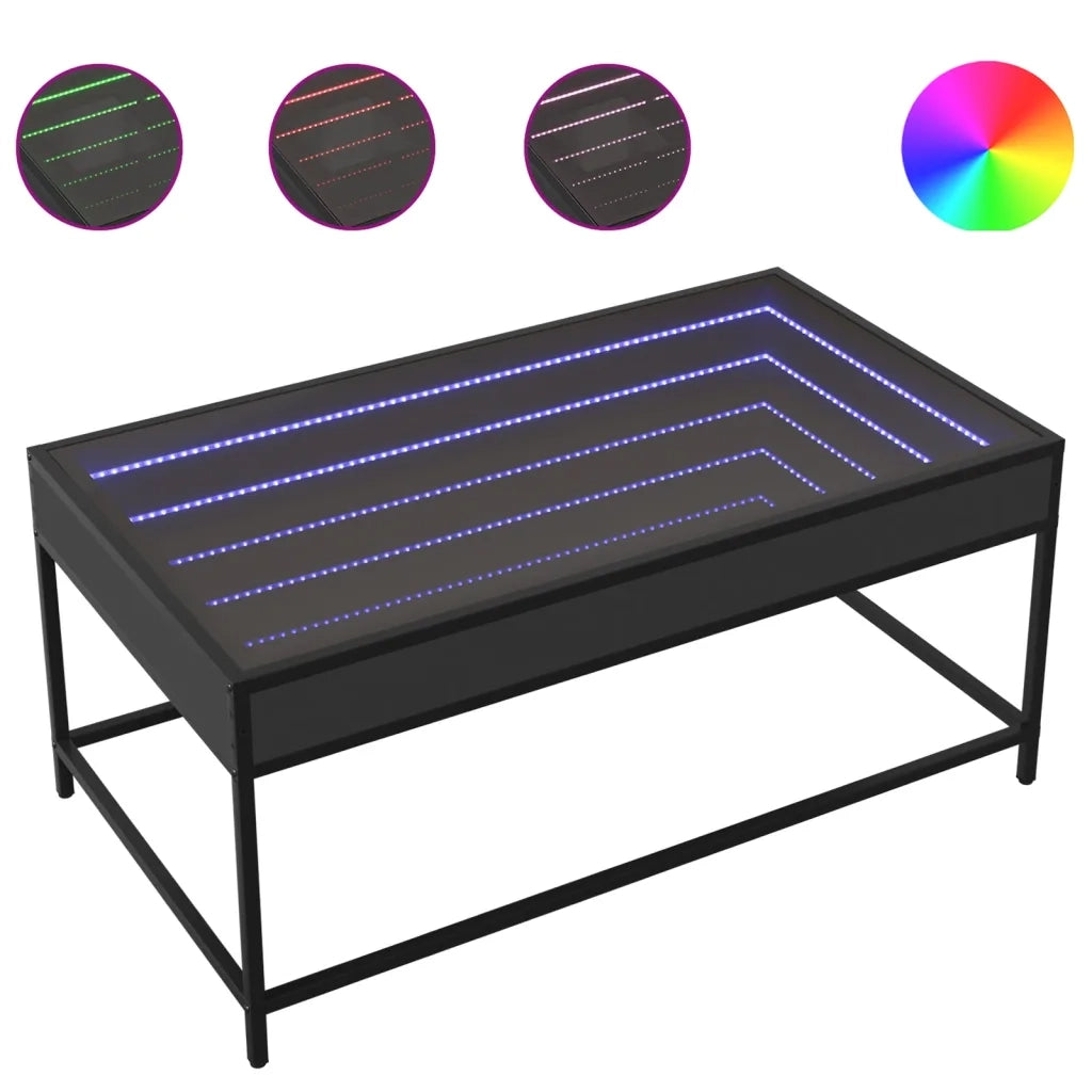 Tavolino da Salotto con LED Infinity Nero 90x50x41 cm 847687
