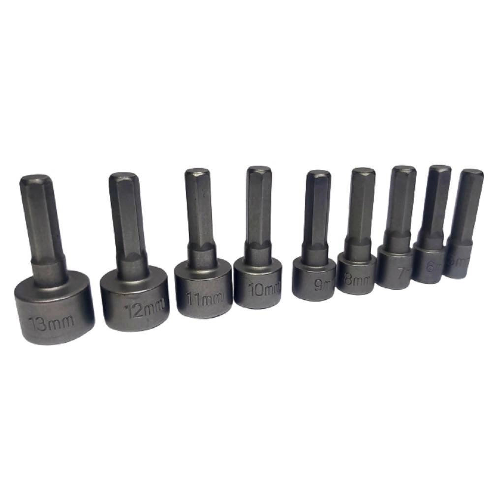 Trade Shop - Set 9 Inserti Chiave Esagonale Per Avvitatore Chiave A Bussola Codolo Esagonale -