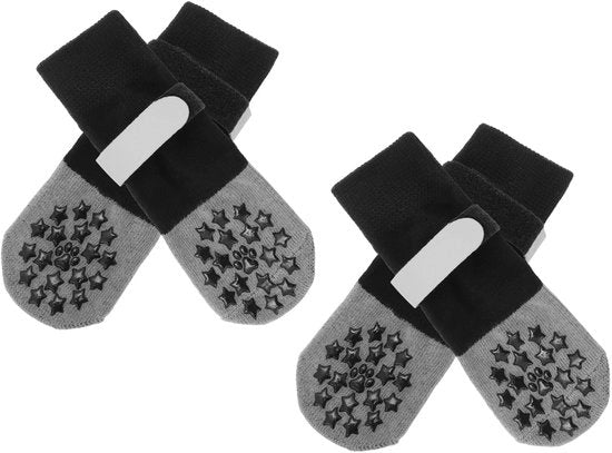 Sokke per cani Antiscivolo - 4 pezzi - Protezione per il sedere - Cinture riflettenti - Cuscini respiranti di cotone - Protezione per pavimenti in legno - Scarpe per cani Antiscivolo