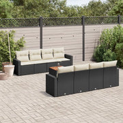 Set Divani da Giardino 9 pz con Cuscini Nero in Polyrattan 3224040