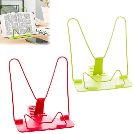 Set di supporti per libri - 2 pezzi - Regolabile - Ripiegabile - Leggero - 7 angoli regolabili - Adatto per cucina/annotazioni - Supporto per libri