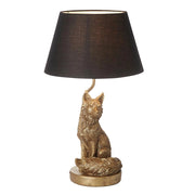Lampada da tavolo volpe oro vintage con paralume nero Endon