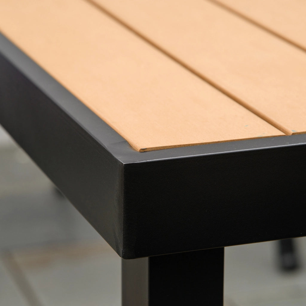 Tavolo da Giardino per 6 Persone in Alluminio e Plastica, Nero e Color Legno