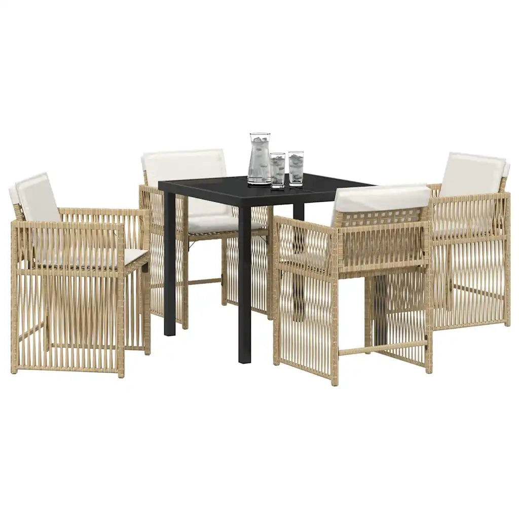 Set da Pranzo per Giardino 5 pcs Beige polyrattan