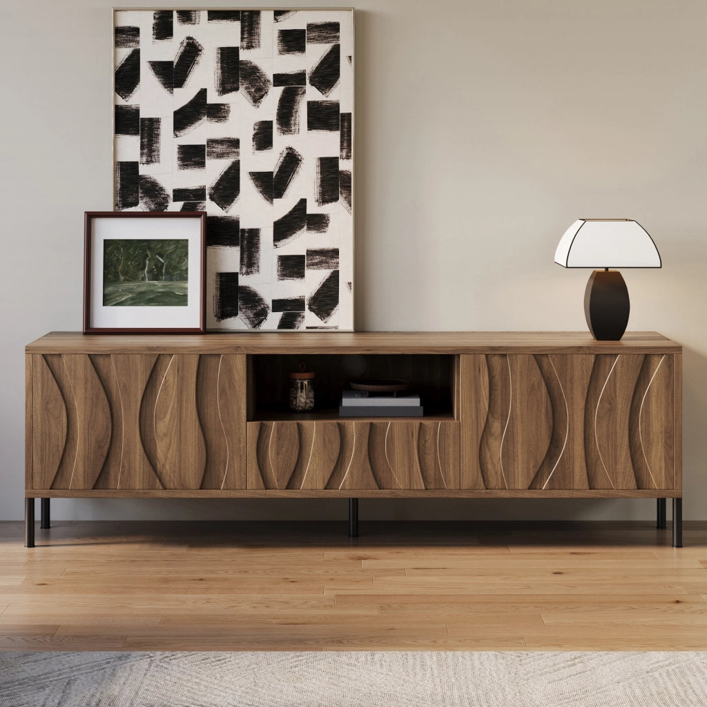 Cassettiera TV naturale in MDF lunghezza 160 cm
