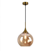 Trade Shop - Lampadario A Sospensione Decorativa In Metallo Con Sfera In Vetro Attacco E27 Ip20 A72 - Oro