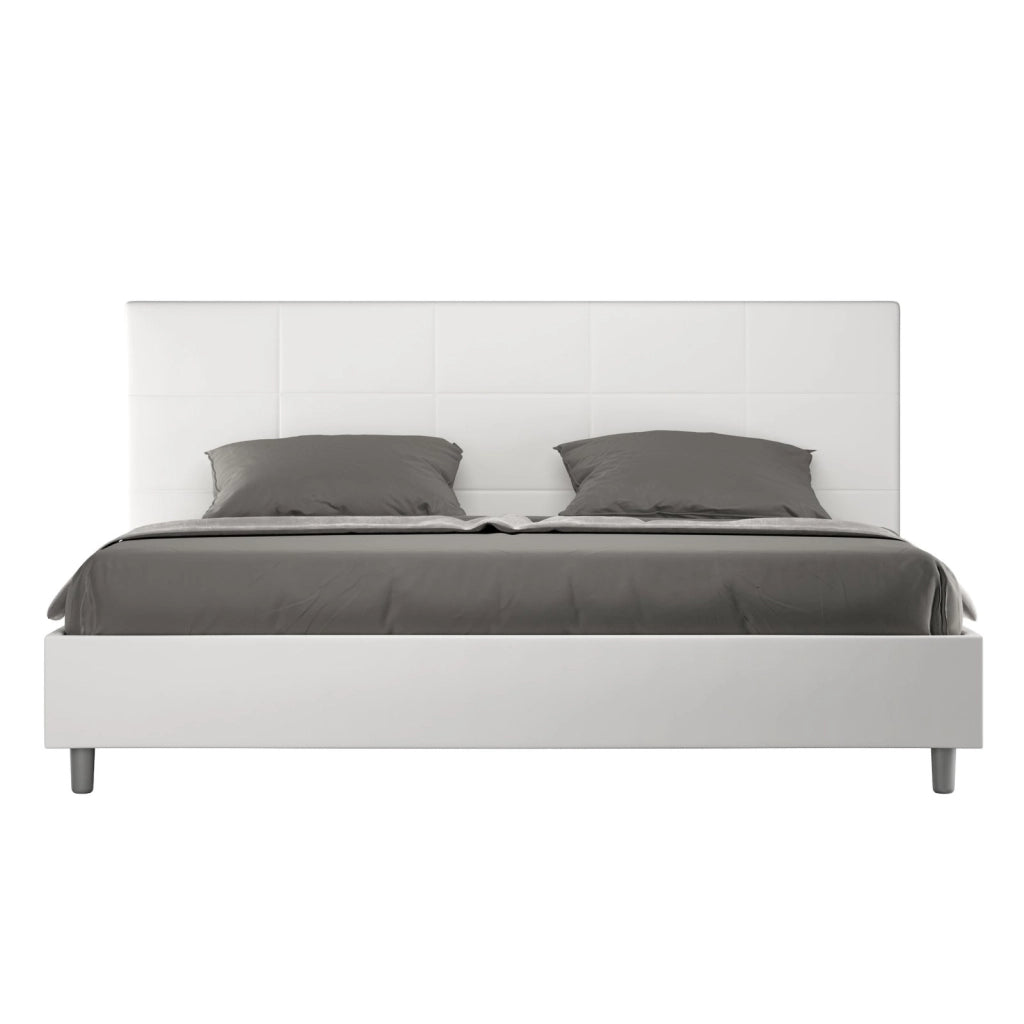 ityhome Letto matrimoniale king size con rete imbottito 190x210 similpelle bianco Mika
