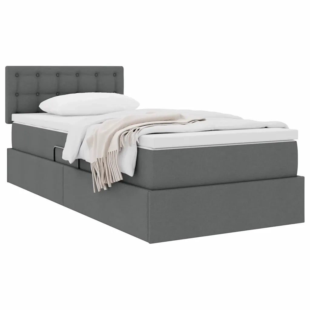 Letto con contenitore e materasso Grigio scuro 90 x 200 cm