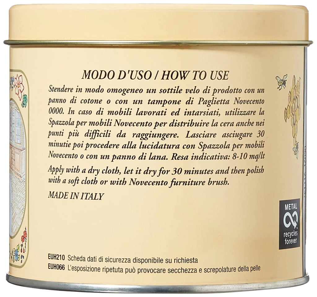 Cera D'Api in Pasta 500 ml Neutra Cera Novecento 2 Pezzi