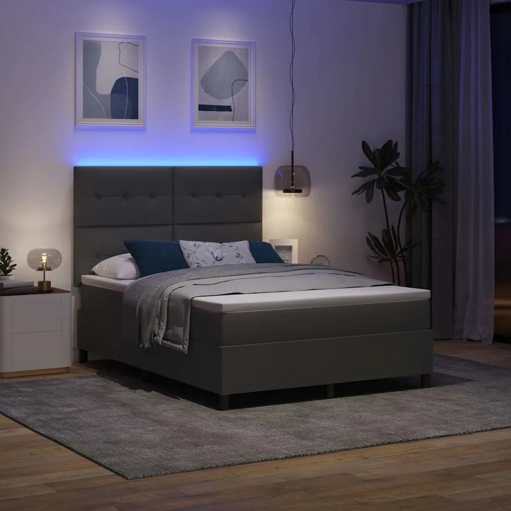 Letto a molle con materasso Grigio scuro 160 x 200 cm Tessuto