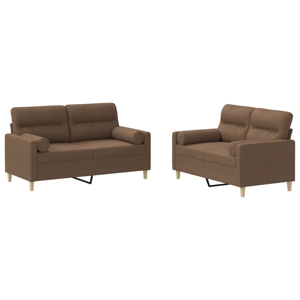 Set di Divani 2 pz con Cuscini Marrone in Tessuto 3201587