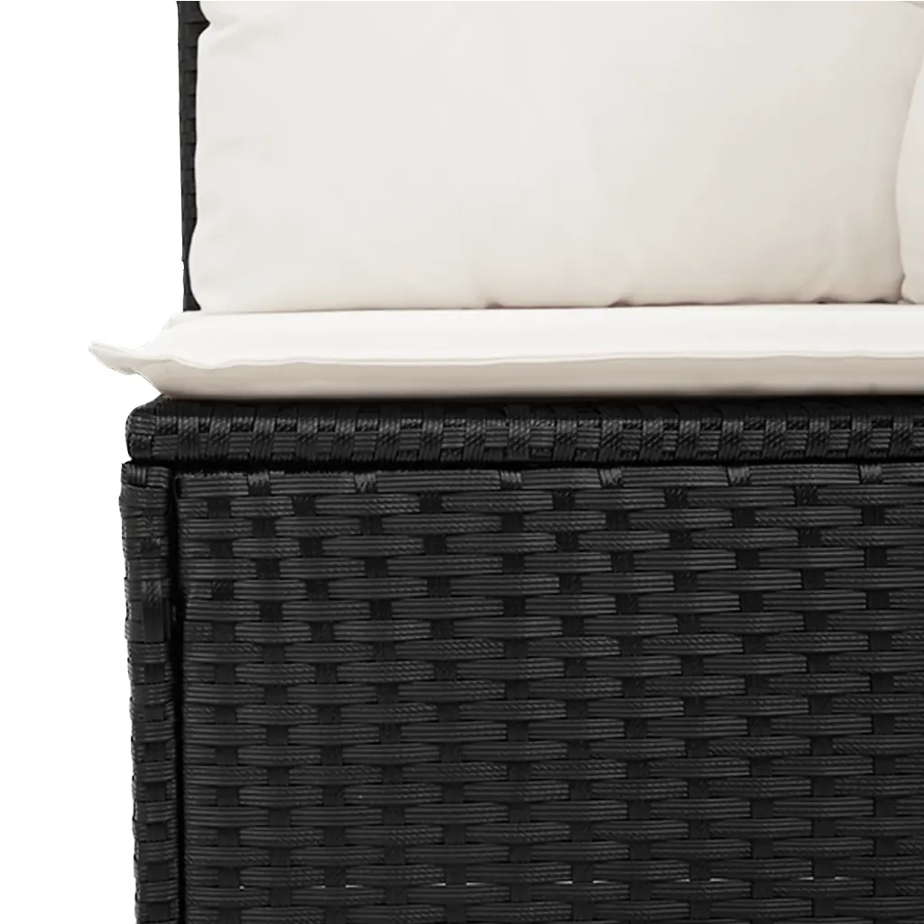 Set Divano da Giardino 6 pz con Cuscini Nero in Polyrattan 3225860