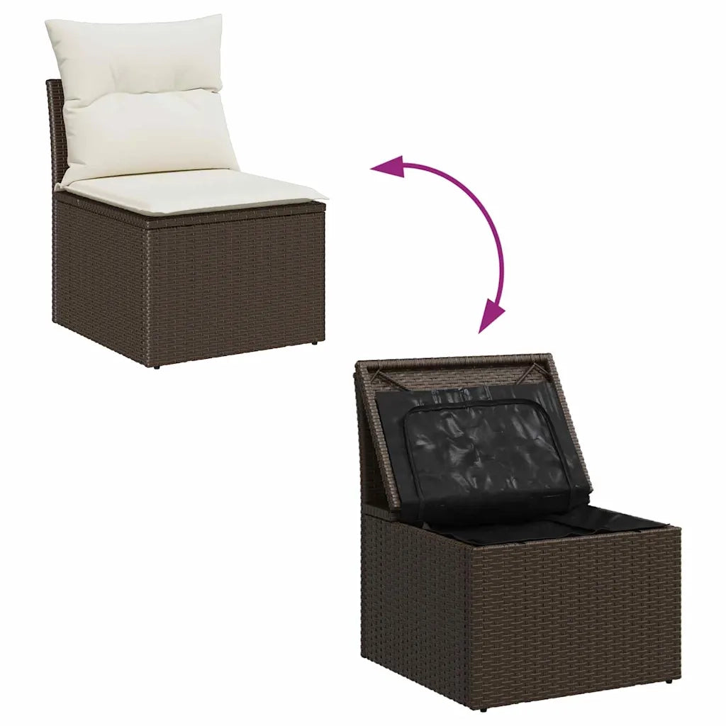 Set Divano da Giardino 7 pcs Marrone e Crema polyrattan 3355767