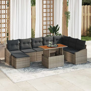 Set Divano da Giardino 9 pcs Grigio Poly Rattan 3358610