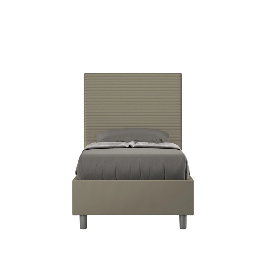 BS COM Letto singolo con rete imbottito 80x210 similpelle cappuccino