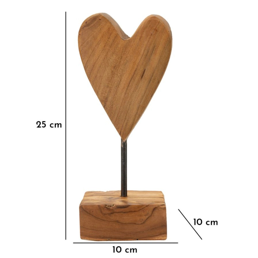 Scultura Cuore 10, Marrone, Legno, 10x10x25 cm
