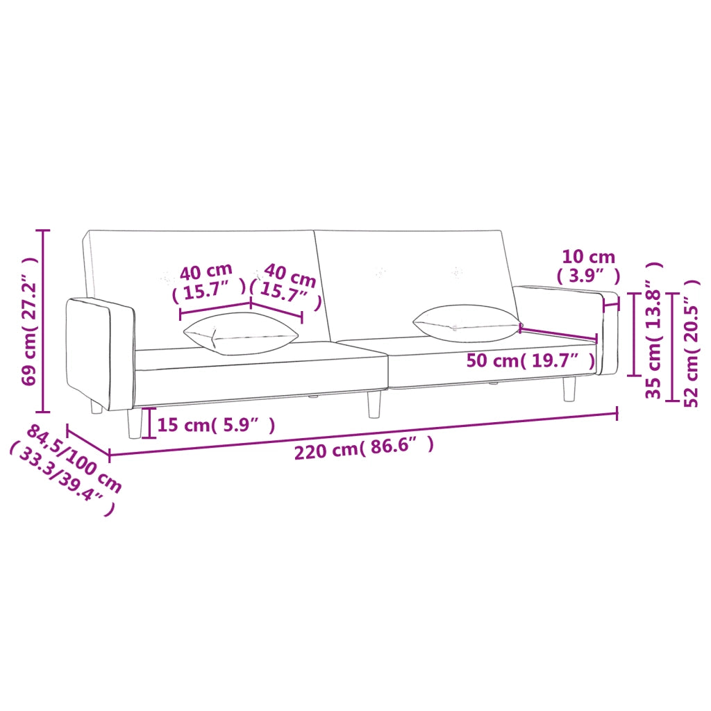 Divano letto | Sof¨¤ letto | Letto singolo a 2 Posti con 2 Cuscini Grigio Chiaro in Tessuto