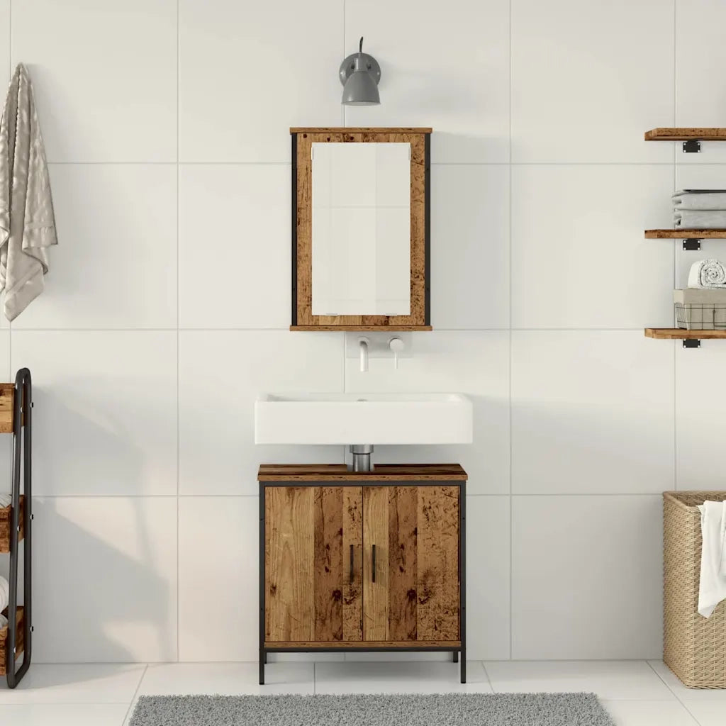 Set di mobili per il bagno 2 pcs Marrone Legno multistrato 3332515