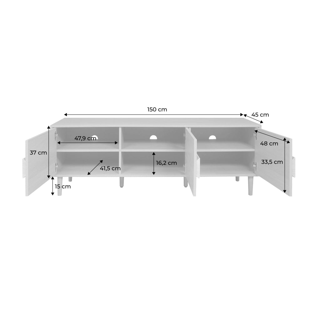 Mobile tv vintage effetto legno 3 ante 150cm