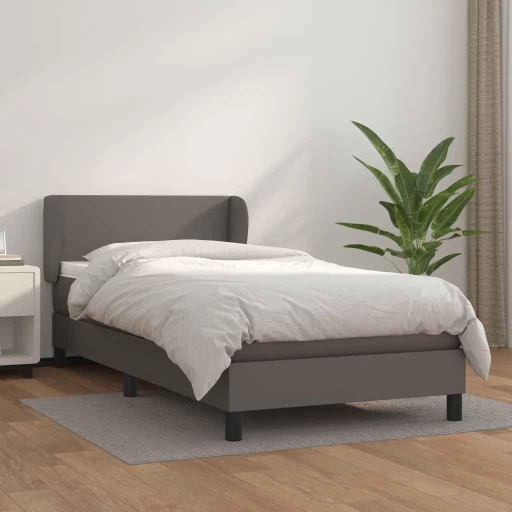 Giroletto a Molle con Materasso Grigio 90x190 cm in Similpelle