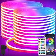 Striscia LED Neon RGB 40m - Fascia Flexibile e Acqua Resistente con Comando a Distanza APP per Decorazione di Camera da Letto, Camera da Gioco e Esterno