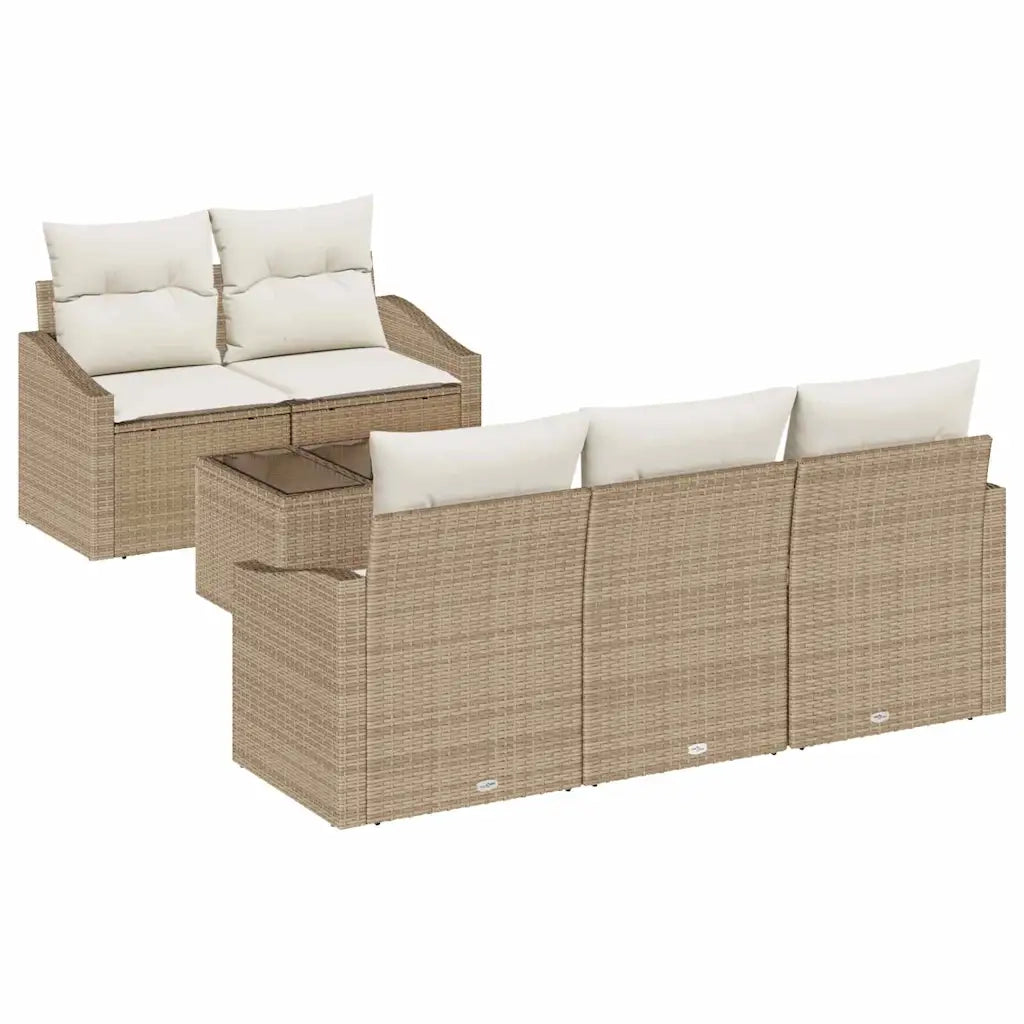 Set di divani con cuscino 6 pcs Beige e Crema polyrattan 3355270