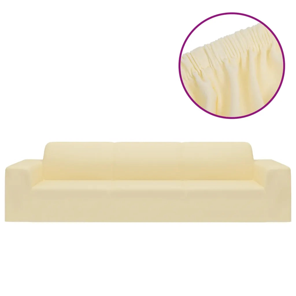 Fodera Elasticizzata Divano 4 Posti-Copridivano Elasticizzato in Jersey Poliestere Crema