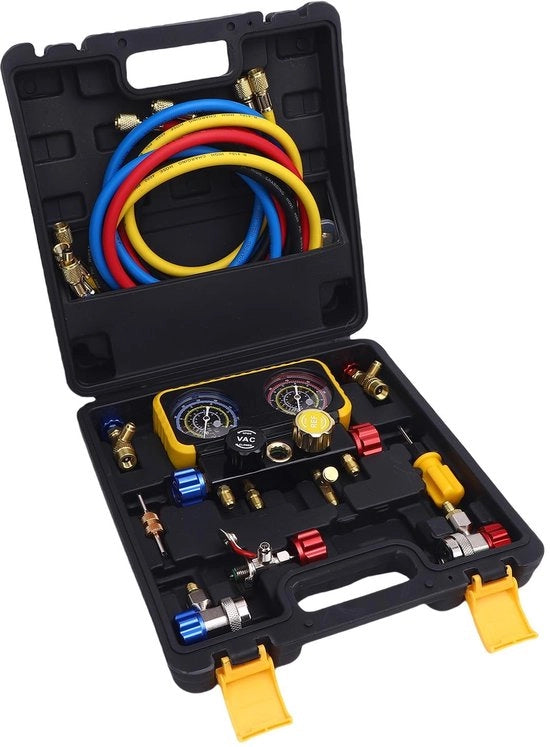 Set di tubi colorati 4 vie per HVAC - Verdeurazione per R410A/R32/R134A/R22 - Misurazioni precise - Utilizzo professionale e domestico - Set di sostituzione per refrigeranti