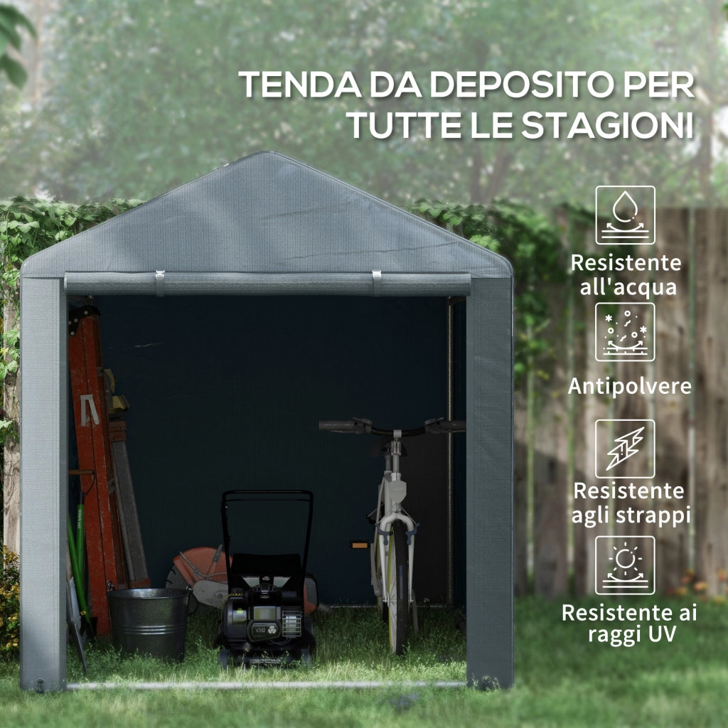 Capanno per Attrezzi e Garage Bici Moto ¨C Minimal ¨C 1.6x2m Grigio Scuro
