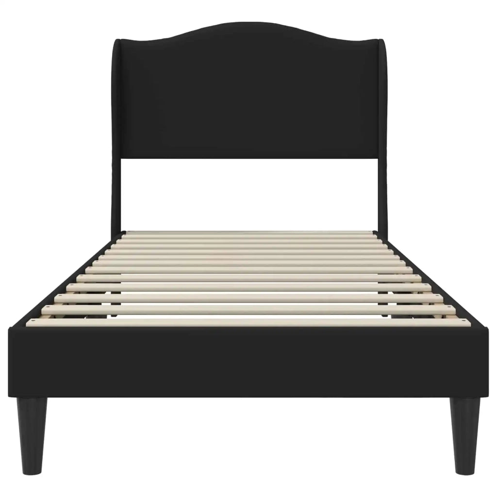 Struttura del letto con testiera-Giroletto Nero 80 x 200 cm Similpelle